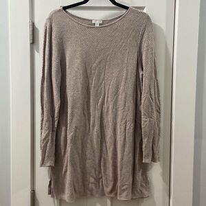 J Jill Sweater Womens Lg Oatmeal Beige Thermal Knit Tunic Length Cozy Fall Basic